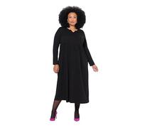 Ulla Popken Maxi Abito dal Taglio Svasato in Jersey con Scollo a Tunica e Maniche Lunghe Nero 58+ 825497100-58+