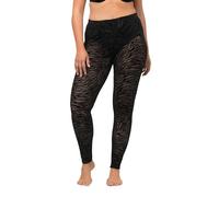 Ulla Popken Mesh-Leggings, Animal Print Grande Sovradimensionato, Nero, 60-62 Donna