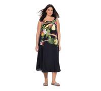 Ulla Popken Midikleid, Tukan, A-Linie, Rundhals, Ärmellos Vestito, Nero, 54-56 Donna