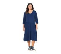 Ulla Popken Midikleid, Volants, A-Linie, V-Ausschnitt, 3/4-arm Abiti, Inchiostri Blu, 52-54 Donna