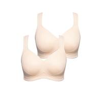 Ulla Popken Mikrofaser-BH, 2er-Pack, ohne Bügel, Vorgeformte Cups Reggiseno in Microfibra, Confezione da 2 Pezzi, Senza Ferretto, Coppe Preformate, Beige, 130C Donna