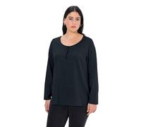 Ulla Popken Nmmolaf Gabe LS Top Wdi Camicia, Nero (Schwarz 10), 52-54 Donna