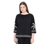 Ulla Popken Palms Sweatshirt Felpa, Nero, 50-52 Donna