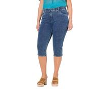 Ulla Popken Pantaloni Capri Modello Sarah in Felpa con Effetto Jeans e Passanti Dark Blue Denim 46 840249903-46