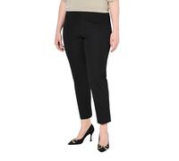 Ulla Popken Pantaloni da Donna 7/8, Gamba Stretta, Elastico in Vita, Nero, 54