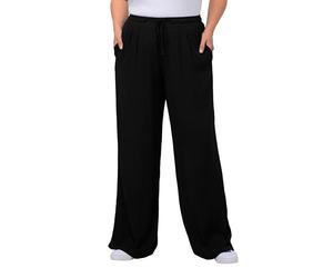 Ulla Popken Pantaloni da Donna in Viscosa, Nero, 54-56 Short