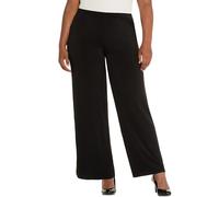 Ulla Popken Pantaloni in Jersey da Donna, Taglie Forti, Taglie Forti, Gamba Larga, Elastico Fino alla Taglia 66/68 701175, Nero, 61W / 32L