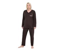 Ulla Popken Pyjama, Satin Pocket Pigiama, Nero, 46-48 Donna