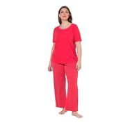 Ulla Popken Pigiama da Due Pezzi con Pallini e Mezze Maniche Ciliegia Amaranto 54+ 821244520-54+