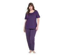 Ulla Popken Pyjama, Zweiteiler, Punkte, Halbarm Pigiama, Melanzana, 42-44 Donna