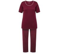 Ulla Popken Schlafanzug, Punkte, Rundhals, Halbarm Set di Pigiama, Rosso Vivo, 42-44 Donna