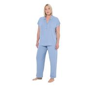 Ulla Popken Pigiama dal Taglio Oversize a Due Pezzi con Collo da Camicia e Mezze Maniche Blu Artico 54+ 827072714-54+