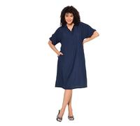 Ulla Popken Polokleid mit Schlitz Am Ärmel Abito Polo con Spacco sulla Manica, Blu Marino, 52-54 Donna
