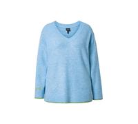Ulla Popken Pullover con Cuore Ricamato, Scollo a V e Maniche Lunghe Cielo Blu 46+ 845309706-46+
