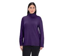 Ulla Popken Maglione a Collo Alto, Polsini Larghi a Costine, Maniche Lunghe, Viola Profondo, 56-58 Donna
