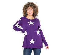 Ulla Popken Pullover, Glitzersterne, Rundhals, Raglan-Langarm, Viola Scuro, 52-54 Donna