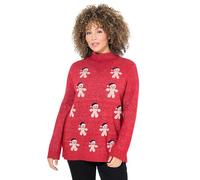 Ulla Popken Pullover, Lebkuchenmann, Stehkragen, Langarm, Salsa, 52-54 Donna