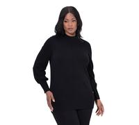 Ulla Popken Pullover, Muschelsaum, Stehkragen, Langarm, Nero, 60/62 Donna