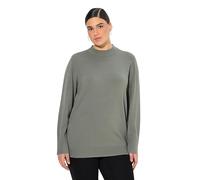Ulla Popken Pullover, Stehkragen, Langarm, Rippbündchen, Grigio-Verde, 48/50 IT Donna