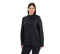 Ulla Popken Pullover, Stehkragen, Langarm, Rippbündchen, Nero, 60-62 Donna