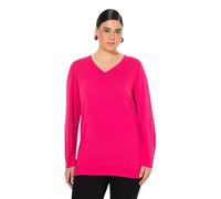 Ulla Popken Pullover, V-Ausschnitt, Langarm, Weicher Feinstrick, Rosa Rossa, 68-70 Donna
