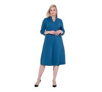 Ulla Popken Punto-di-Roma-Kleid, A-Linie, V-Ausschnitt, 3/4-arm Abiti, Blu Petrolio, 52-54 Donna