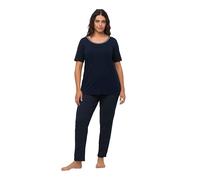 Ulla Popken Pyjama, Dots Set di Pigiama, NachtBlau, 56-58 Donna