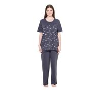 Ulla Popken Pyjama, Flower Rain Set Pajama, Grigio Scuro, 62-64 Donna