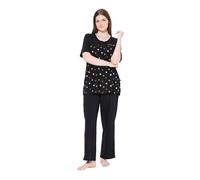 Ulla Popken Pyjama, Flower Rain Set Pajama, Nero, 54-56 Donna