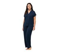 Ulla Popken Pyjama, Oversized, Zweiteiler, Hemdkragen, Halbarm Set Pajama, Blu Notte, 50-52 Donna