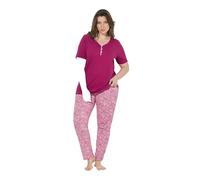 Ulla Popken Pyjama, Zierkante, Spitzendruck, Halbarm Set di Pigiama, Fucsia, 52-54 Donna