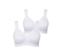 Ulla Popken Reggiseno da Donna in Microfibra, Confezione da 2, Senza Ferretto, Coppe Preformate, Bianco Neve, 120D