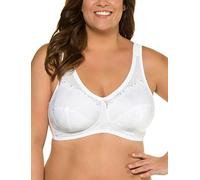 Ulla Popken Reggiseno da Donna Taglie Forti Fino a 130 G, Reggiseno di Sollievo, Imbottito e Senza Ferretto, Pizzo, Spalline Larghe, Nessun Taglio 659343, Bianco, 100D