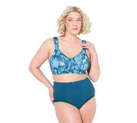 ULLA POPKEN Reggiseno in Microfibra Senza Ferretto con Fiori e Coppa C-E Petrolio Scuro 90D 833446755-90D