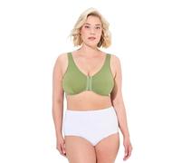 Ulla Popken Reggiseno Senza Ferretto con Chiusura Anteriore e Spalline Larghe e Imbottite Che Non segnano, Fino alla tg. 130D Verde Muschio 125D 689668427-125D