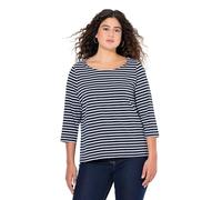 Ulla Popken Ringelshirt, Classic Fit, Rundhals, 3/4-arm Maglia Tight Donna (Pacco da 1)
