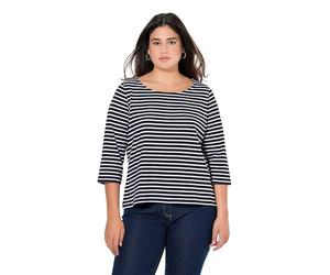 Ulla Popken Ringelshirt, Classic Fit, Rundhals, 3/4-arm Maglia Tight Donna (Pacco da 1)