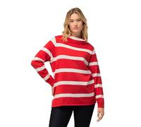 Ulla Popken Rollkragen Pullover, Cropped mit Streifen, Rosso Chiaro, 56-58 Donna