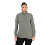 Ulla Popken Rollkragenpullover, Breite Rippbündchen, Langarm Pullover, Grigio-Verde, 60/62 Donna