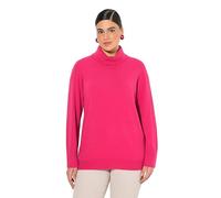 Ulla Popken Rollkragenpullover, Breite Rippbündchen, Langarm Pullover, Rosa Rossa, 60/62 Donna