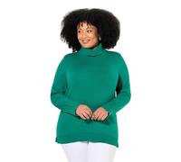 Ulla Popken Rollkragenpullover, Breite Rippbündchen, Langarm Pullover, Smeraldo Verde, 60/62 Donna