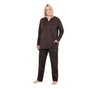 Ulla Popken Schlafanzug, Paisleymuster, Tunika-Ausschnitt, Langarm Pigiama, Nero, 58-60 Donna