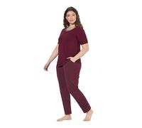 Ulla Popken Schlafanzug, Punkte, Rundhals, Halbarm Set di Pigiama, Rosso Vivo, 52-54 Donna