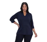 Ulla Popken Shirt, A-Linie, Kelchkragen, 3/4-arm, Pima Cotton Maglietta, Marina Oscura, 60/62 IT Donna