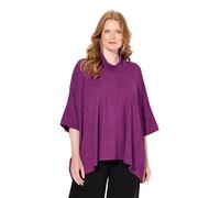 Ulla Popken Shirt, Glitzer-Effekt, Oversized, Rollkragen, Halbarm T, Frutti di Bosco, 56/62 IT Donna