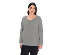 ULLA POPKEN Shirt mit Knopfleiste, Langarm T, Hellgrau, 56-58 Donna