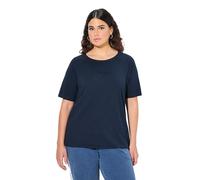 Ulla Popken Shirt, Ringel, Rundhals, Halbarm, Offenkantig Maglietta, Blu Marino, 52/54 IT Donna