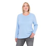 Ulla Popken Shirt, Slim, Rundhalsausschnitt, Langarm Camicetta Lunga, Blu Chiaro, 56/58 IT Donna