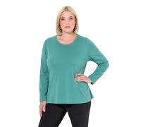 Ulla Popken Shirt, Slim, Rundhalsausschnitt, Langarm Camicetta Lunga, Verde, 52/54 IT Donna