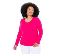 Ulla Popken Shirt, Slim, V-Ausschnitt, Langarm Maglietta a Maniche Lunghe, Rosa Rossa, 60/62 IT Donna